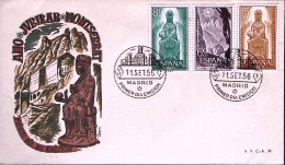 1956-SPAGNA Vergine Di Monserrat Serie Completa Su Busta Fdc - FDC