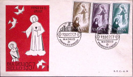 1956-SPAGNA Sacro Cuore Di Gesù Serie Completa Su Busta Fdc - FDC
