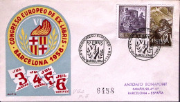 1958-SPAGNA Barcellona VI Congresso Europeo EX-libris Annullo Speciale (3/6 .7)  - Brieven En Documenten