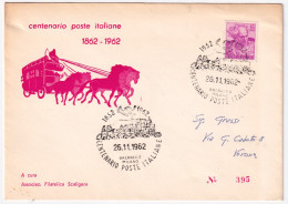 1962-CENTENARIO POSTE ITALIANE/BRENNERO MILANO (26.11) Annullo Speciale Su Busta - 1961-70: Poststempel
