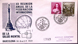 1959-SPAGNA Barcellona XII^Riunione Mondiale Sulla Salute Mentale Annullo Specia - Storia Postale