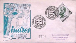 1958-SPAGNA Linares Esposizione Filatelica Annullo Speciale (28.8) Su Busta - Cartas & Documentos