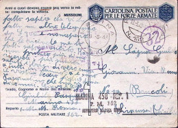 1943-COMANDO MARINA 458 Lineare Su Cartolina Franchigia Posta Militare N 162 (19 - War 1939-45