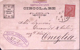 1889-MILANO Isaia Terracini Intestazione A Stampa Su Cartolina/circolare Viaggia - Marcophilia