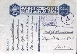 1943-COMANDO MARINA 851 PM 23 (27.3) Manoscritto Su Cartolina Franchigia Fori Sp - Poststempel