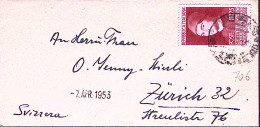 1953-ANTONELLO Da MESSINA Isolato Lire 25 Su Partecipazione Per La Svizzera Non  - 1946-60: Poststempel