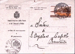 1954-TURISTICA Lire 20 Isolato Su Avviso Ricevimento (luogotenenziale) Pastene ( - 1946-60: Poststempel