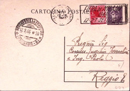 1946-Cartolina Postale Turrita Senza Stemma C.50 + Democratica Lire 3 Reggio Emi - 1946-60: Marcophilia