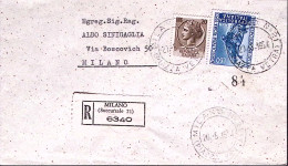 1954-ESPOSIZIONE AGRICOLTURA Lire 60 + Siracusana Lire 20 Su Busta Raccomandata  - 1946-60: Poststempel