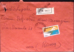 1970-UNIVERSIADI TORINO Lire 180 Isolato Su Raccomandata Monterano )12.10) - 1961-70: Poststempel
