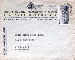 1954-TURISTICA Lire 12 Isolato Su Fattura Commerciale - 1946-60: Marcophilia