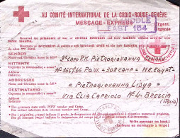 1944-CROCE ROSSA Messaggio Espresso Da Prigioniero Guerra Italiano Nel POW 308 I - Red Cross