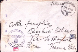 1944-FELDPOST 59019 Manoscr. Al Verso Di Busta Feldpost/b (8.6) Da Italiano Aggr - War 1939-45