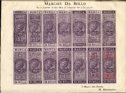 1863-saggi Di 14 Nuove Marche Da Bollo, Foglietto Ministeriale Minghetti Allegat - Fiscales