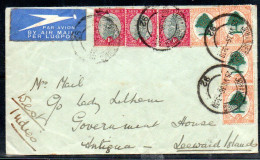 SOUTH AFRICA - 1936-  AIRMAIL COVER JOHANNESBURG TO ANTIGUA ,LEEWARD ISLANDS ,ANTIGUA BACKSTAMPS - Posta Aerea