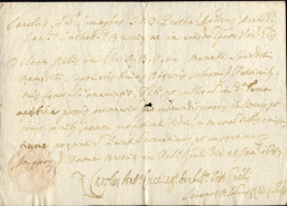 1687-Brescia 25 Gennaio Lettera Con Sigillo Di Carlo Antonio Luzzago Vicario Ves - Historische Documenten