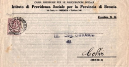 1924-cat.Sassone Euro 280, Piego Della Cassa Nazionale Per Le Assicurazioni Soci - Marcophilie