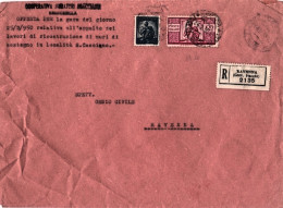 1950-raccomandata Offerta Per Gara D'appalto Affr. L.5 + L.100 Democratica - 1946-60: Marcophilie