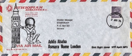 1973-Gran Bretagna I^volo Di Ritorno Ethiopian Airlines Londra Asmara Del 2 Apri - Autres & Non Classés
