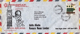 1973-I^volo Ethiopian Airlines Roma Lomdra Tratta Addis Ababa London Del 2 April - Poste Aérienne
