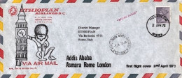 1973-Gran Bretagna I^volo Di Ritorno Ethiopian Airlines Londra Roma Tratta Londo - Lettres & Documents
