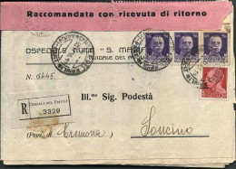 1936-modulo Ospedaliero Raccomandato Da Cividale Del Friuli Affrancato 20c.+tre  - Storia Postale