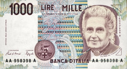 1990-REPUBBLICA ITALIANA-1000 Lire "Montessori" Serie AA-A FDS - Autres & Non Classés