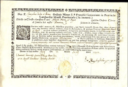 1742-documento Fra Giuseppe Felice Da Parma Dato In Reggio Emilia Il 3 Dicembre  - Historische Documenten