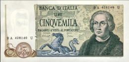 1977-biglietto Di Banca L. 5.000 Colombo 2 Tipo Data 10 Novembre Firme Baffi/Ste - Other & Unclassified