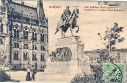 1908-Ungheria Cartolina "Budapest Monumento A Andrassy" - Hungary