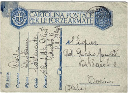 1941-cartolina Postale In Franchigia Per Le Forze Armate Con Annullo Di Ufficio  - Marcophilie