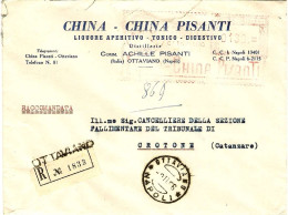 1956-lettera Raccomandata Con Affrancatura Meccanica Rossa Da L.180 Pubblicitari - Franking Machines (EMA)