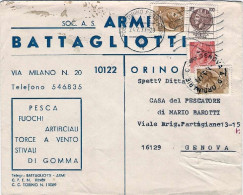 1977-busta Pubblicitaria Armeria Battagliotti Torino Affrancata Con L.10+due L.3 - 1971-80: Poststempel