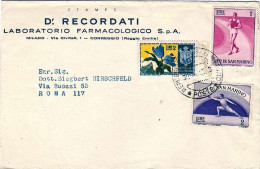 1955-San Marino Affrancatura Stampe Composta Da L.1+L.2 Propaganda Sportiva+L.2  - Covers & Documents