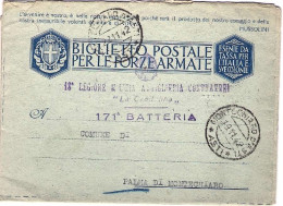 1942-biglietto Postale Per Le Forze Armate Con Bollo 171 Batteria+18 Legione Mil - Marcophilia