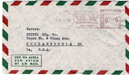 1950-per Gli U.S.A. Con Doppia Impronta Di Bollo Meccanico In Rosso Da L.90+L.25 - Machines à Affranchir (EMA)