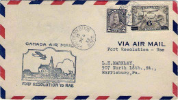 1932-Canada Speciale Volo Fort Resolution-Rae Con Al Verso Bollo D'arrivo. - Primi Voli
