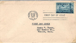 1947-U.S.A. Fdc Affrancata Con Posta Aerea 25c. - 1941-1950