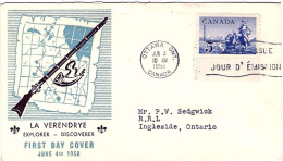 1958-Canada S.1v."La Verendrye,esploratore"su Fdc Illustrata - Autres & Non Classés