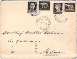 1937-busta Affrancata Con Valori Della Serie Imperiale 30c.+10c.+due 5c.Lupa Di  - Storia Postale