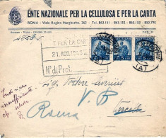 1948-ente Naz.per La Cellulosa E Carta (simbolo Del Fascio Cancellato Con Timbre - 1946-60: Marcophilia