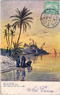 1908-Egitto Cartolina "Evening On The Nile"diretta In USA - Sonstige & Ohne Zuordnung