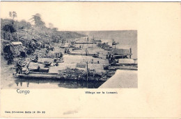 1900circa-Congo Cartolina "village Sur La Lomami" - Other & Unclassified