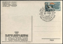 1956-Cortina Trampolino "Italia" Cartolina Ufficiale Edita Dal Comitato Organizz - 1946-60: Marcophilia