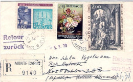 1973-Monaco Raccomandata Per La Germania Con Bell'affrancatura Multicolore Diret - Andere & Zonder Classificatie