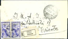 1953-Trieste A Piego Raccomandato Della Pretura Di Trieste Affrancato Coppia L.2 - Poststempel