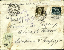 1936-assicurata Per L.300 Affr. 30c.+L.2,55 Imperiale - Storia Postale