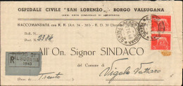 1946-piego Ospedaliero Raccomandato Affrancato Coppia L.5 Imperiale Senza Fasci  - 1946-60: Poststempel