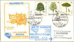 1979-San Marino Aerogramma Alitalia Corriere Aereo Speciale Palermo-Roma Per La  - Luchtpost