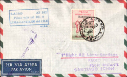 1969-Perù I^volo Col DC 8 Lima-Santiago Del Cile Del 2 Aprile - Pérou